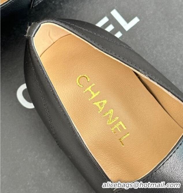 Good Quality Chanel Calfskin Loafers 3cm Black 801062