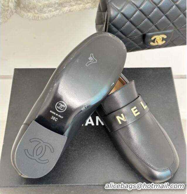 Good Quality Chanel Calfskin Loafers 3cm Black 801062