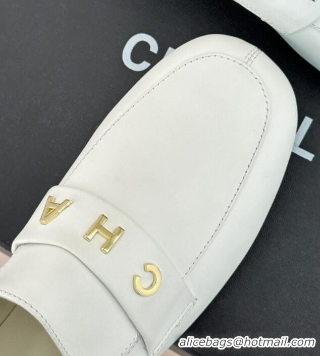 Top Quality Chanel Calfskin Loafers 3cm White 801063