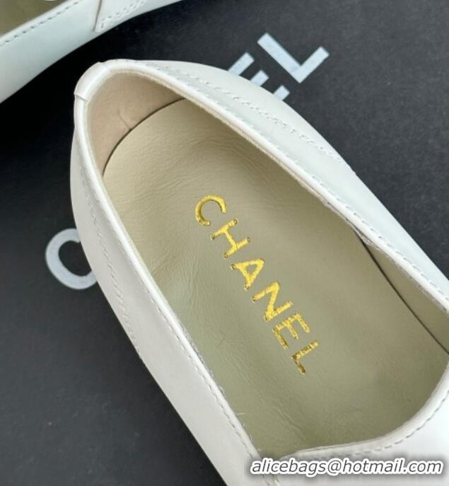 Top Quality Chanel Calfskin Loafers 3cm White 801063