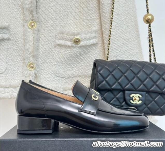 Grade Quality Chanel Calfskin Loafers 3cm Black 801064