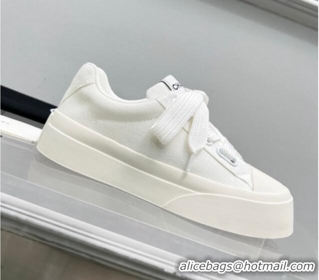 Best Grade Chanel Canvas Platform Sneakers White 801087