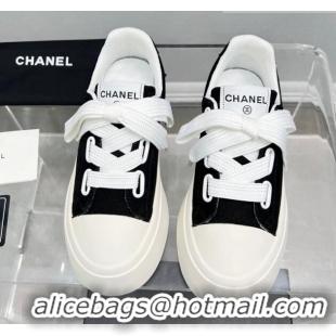 Duplicate Chanel Canvas Platform Sneakers Black/White 801088