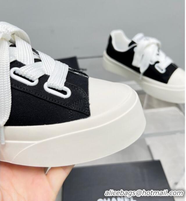 Duplicate Chanel Canvas Platform Sneakers Black/White 801088