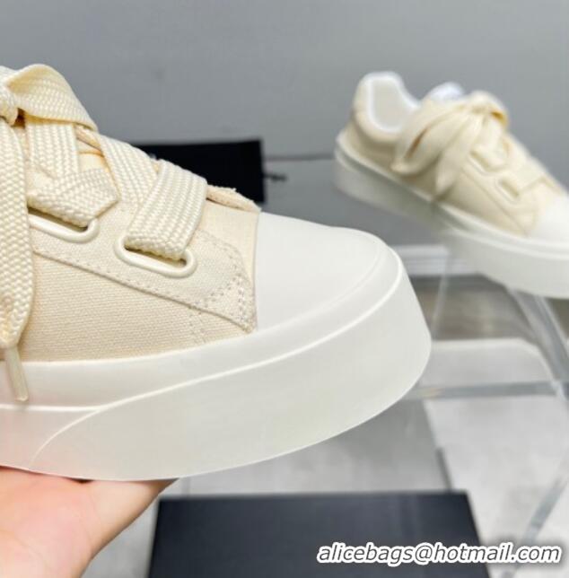 Classic Hot Chanel Canvas Platform Sneakers Light Beige 801089