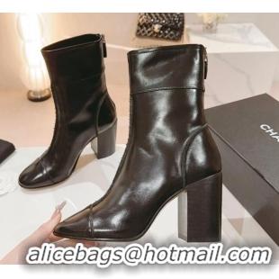 Hot Style Chanel Patchwork Calfskin Ankle Boots 8.5cm Black 802005