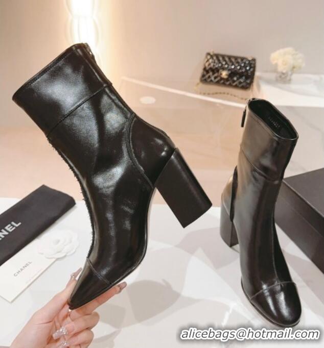 Hot Style Chanel Patchwork Calfskin Ankle Boots 8.5cm Black 802005