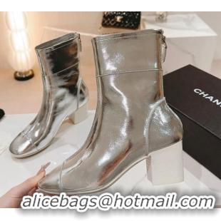 Best Price Chanel Patchwork Calfskin Ankle Boots 5cm Silver 802008