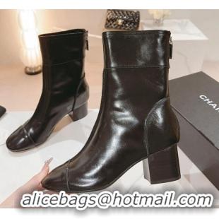 Discount Chanel Patchwork Calfskin Ankle Boots 5cm Black 802009