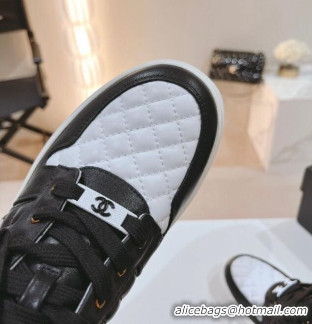 Popular Style Chanel Quilted Calfskin High Top Sneakers Black/White 802012