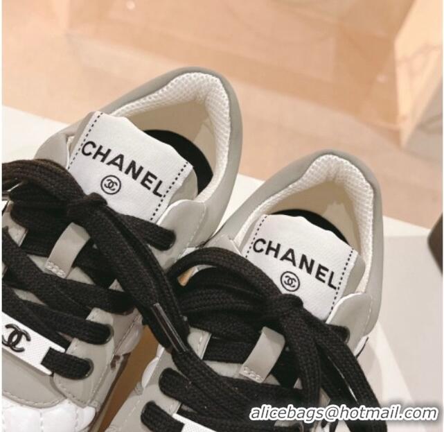 Luxurious Chanel Quilted Calfskin Low Top Sneakers Grey 802014