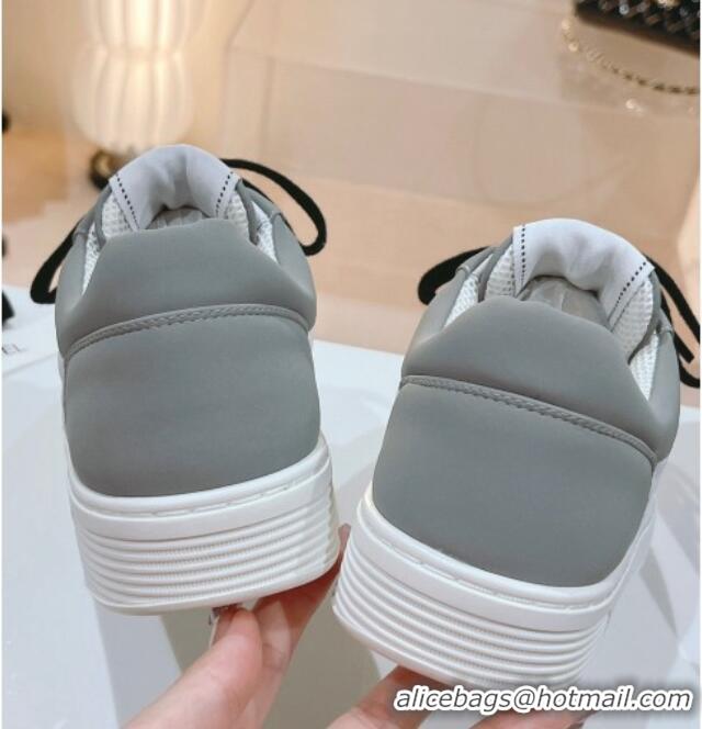 Luxurious Chanel Quilted Calfskin Low Top Sneakers Grey 802014