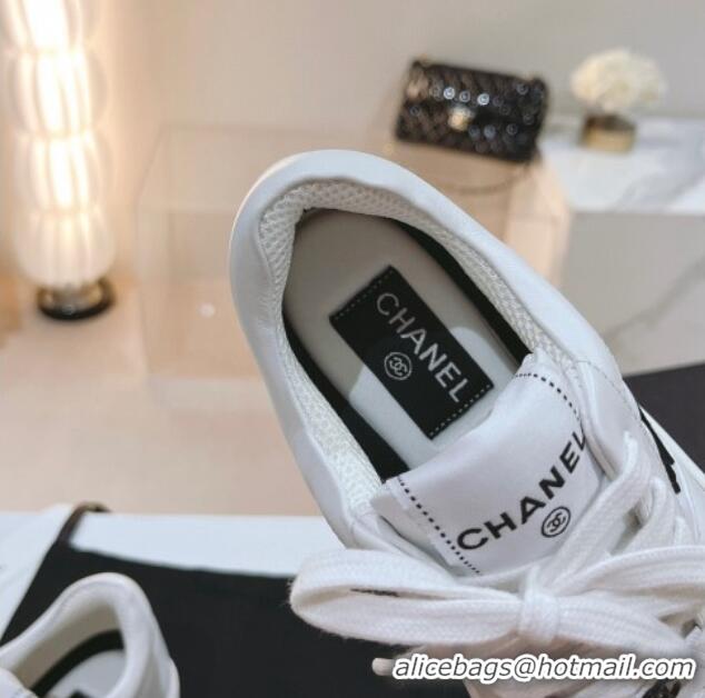 Best Grade Chanel Quilted Calfskin Low Top Sneakers White 802015