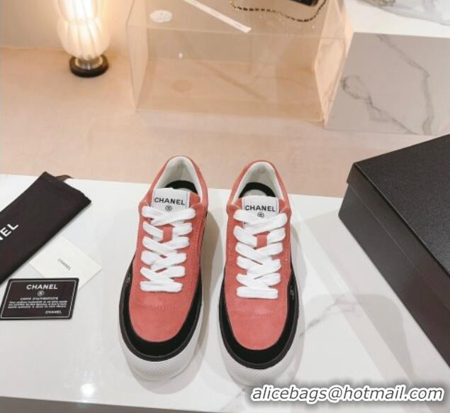 Grade Quality Chanel Velvet & Suede Platform Sneakers Peachy Pink 802018