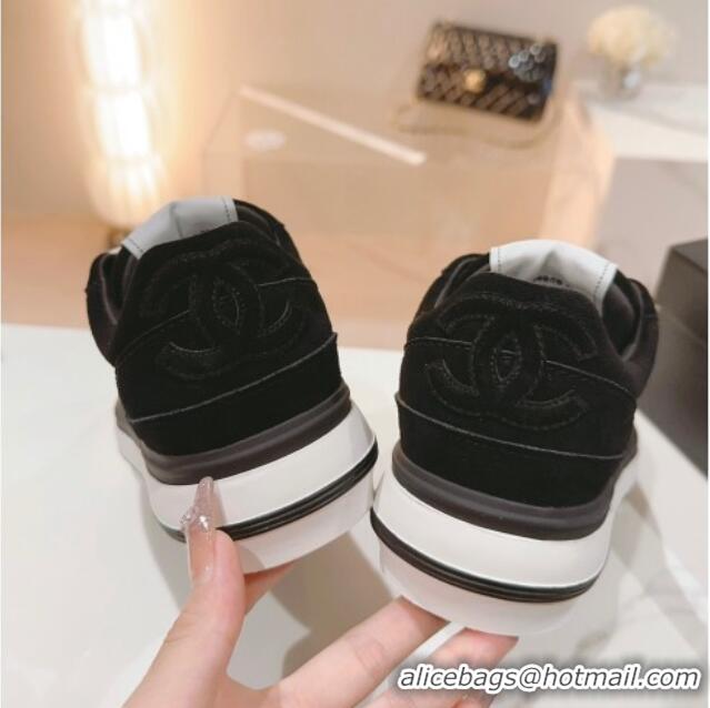 Classic Hot Chanel Velvet & Suede Platform Sneakers Black G45208 802019