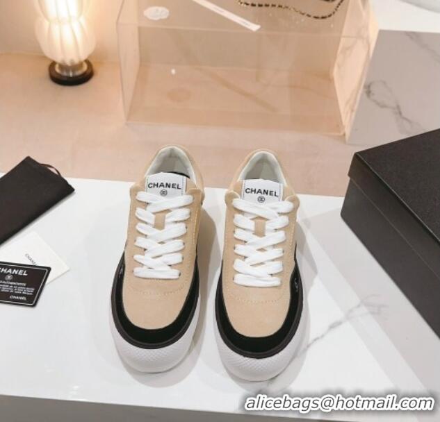 Good Quality Chanel Velvet & Suede Platform Sneakers Beige G45208 802020