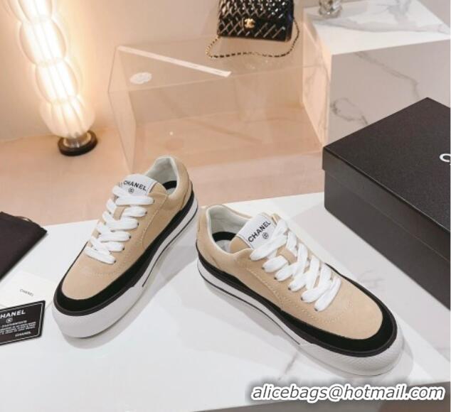 Good Quality Chanel Velvet & Suede Platform Sneakers Beige G45208 802020