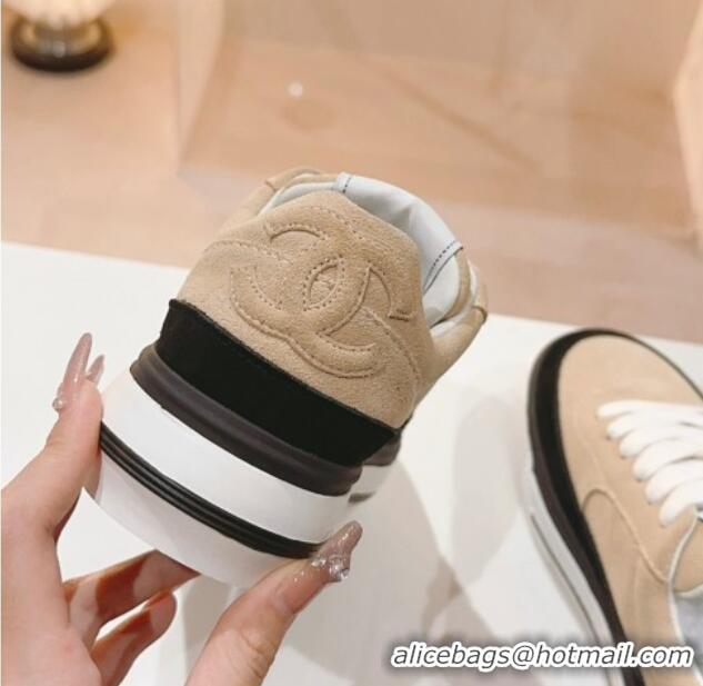 Good Quality Chanel Velvet & Suede Platform Sneakers Beige G45208 802020