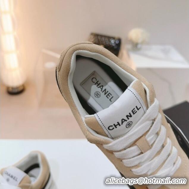 Good Quality Chanel Velvet & Suede Platform Sneakers Beige G45208 802020