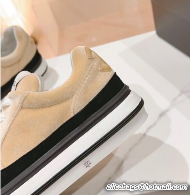 Good Product Chanel Velvet & Suede Platform Sneakers Apricot 802022