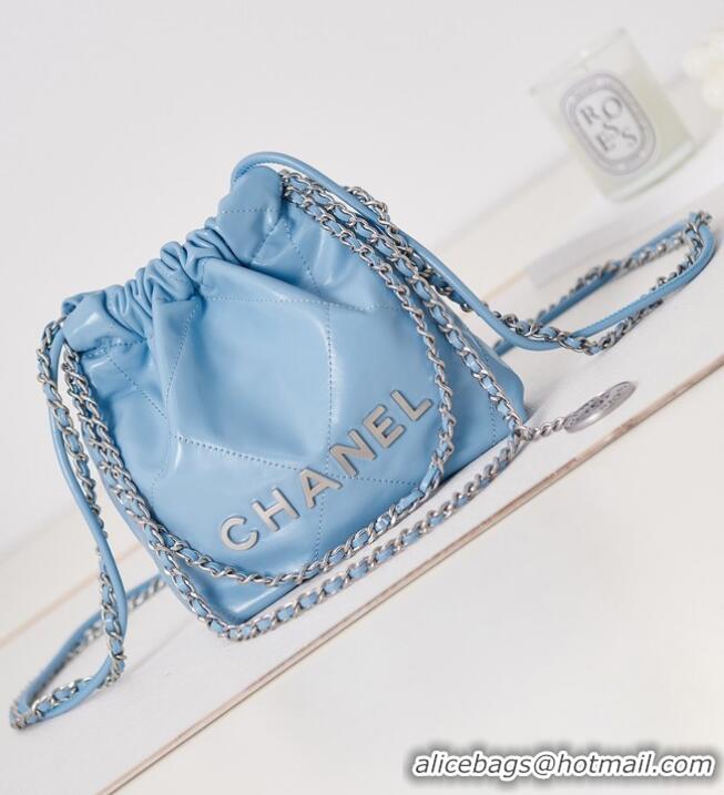 Buy Inexpensive CHANEL 22 MINI HANDBAG AS3980 blue & Silver Tone