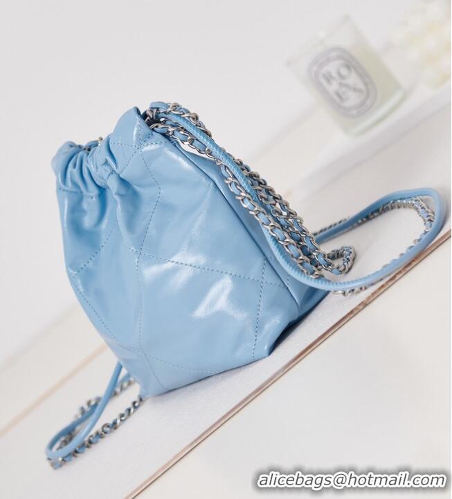 Buy Inexpensive CHANEL 22 MINI HANDBAG AS3980 blue & Silver Tone