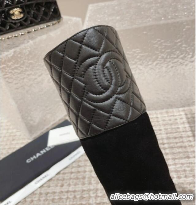 Purchase Chanel Quilted Lambskin & Velvet High Boots 7cm All Black 802032