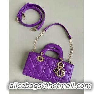 Pretty Style DIOR SMALL LADY D-JOY BAG Cannage Lambskin M0613ON Purple