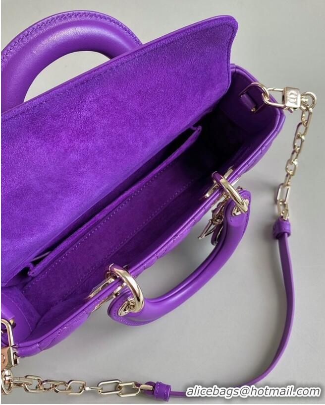 Pretty Style DIOR SMALL LADY D-JOY BAG Cannage Lambskin M0613ON Purple