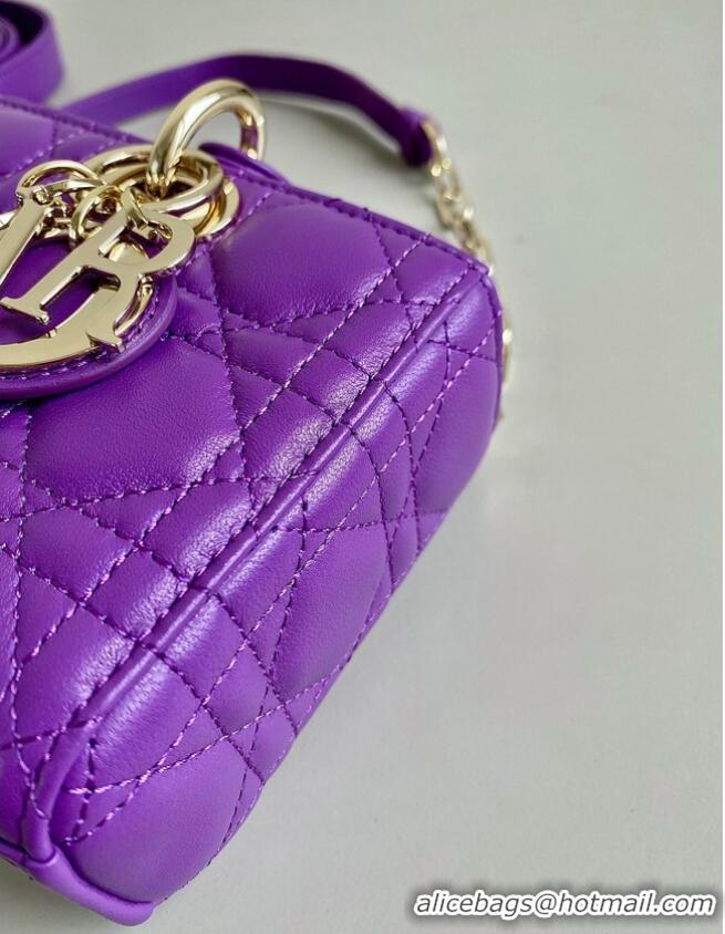 Pretty Style DIOR SMALL LADY D-JOY BAG Cannage Lambskin M0613ON Purple