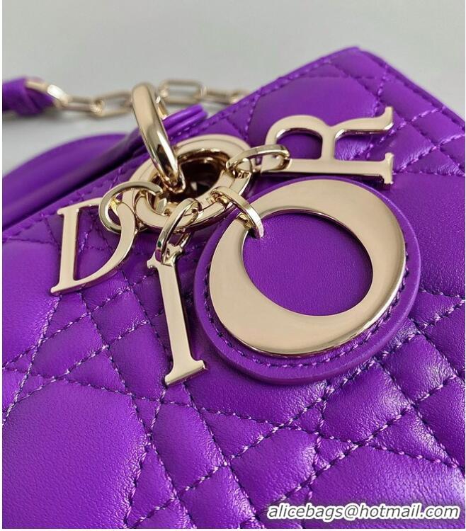 Pretty Style DIOR SMALL LADY D-JOY BAG Cannage Lambskin M0613ON Purple