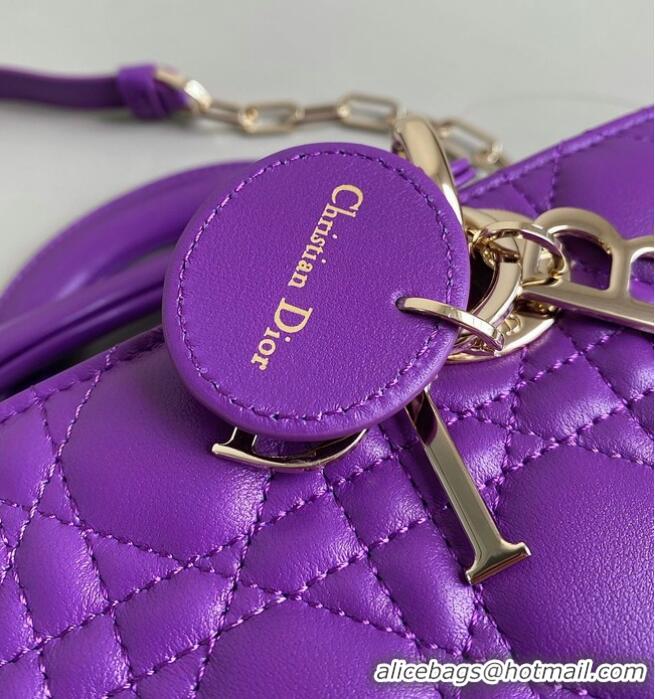 Pretty Style DIOR SMALL LADY D-JOY BAG Cannage Lambskin M0613ON Purple