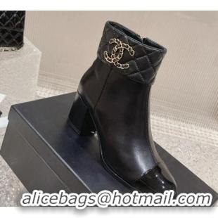 Luxury Cheap Chanel Quilted Lambskin & Calfskin Ankle Boots 7cm Black 802036