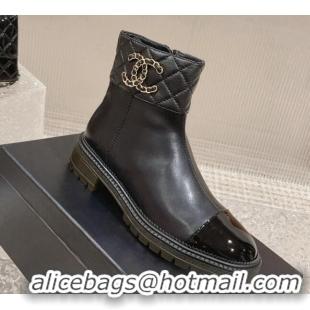 Sophisticated Chanel Quilted Lambskin & Calfskin Ankle Boots 3cm Black 2802039