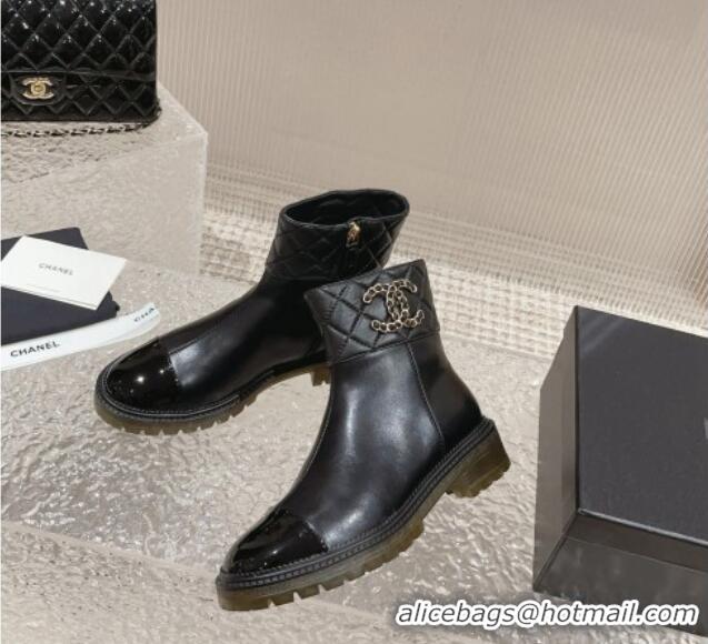 Sophisticated Chanel Quilted Lambskin & Calfskin Ankle Boots 3cm Black 2802039