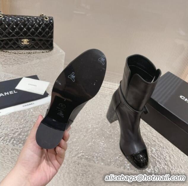 Discount Chanel Calfskin Ankle Boots with Strap Buckle Black 802045