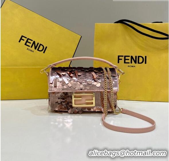 Buy Inexpensive Fendi Baguette Mini Bag in Sequins 8601S Nude 2023