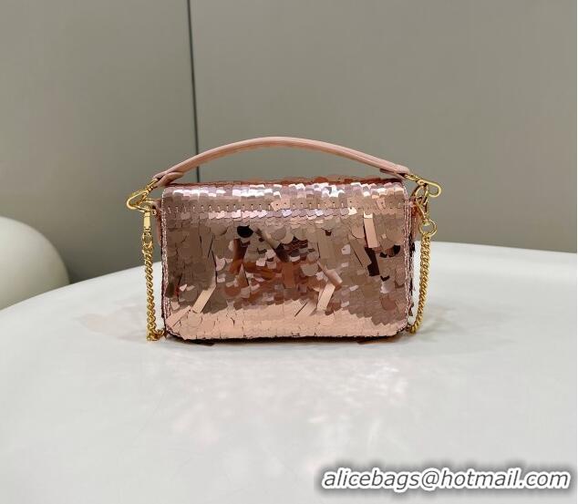 Buy Inexpensive Fendi Baguette Mini Bag in Sequins 8601S Nude 2023