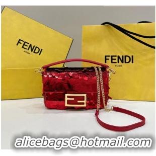 Low Price Fendi Baguette Mini Bag in Sequins 8601S Red 2023