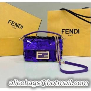 Trendy Design Fendi Baguette Mini Bag in Sequins Violet 8601S Purple 2023