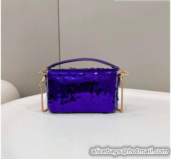 Trendy Design Fendi Baguette Mini Bag in Sequins Violet 8601S Purple 2023