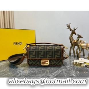 Top Quality Fendi Baguette Medium Bag in Canvas bag with FF embroidery 8600 Green 2023