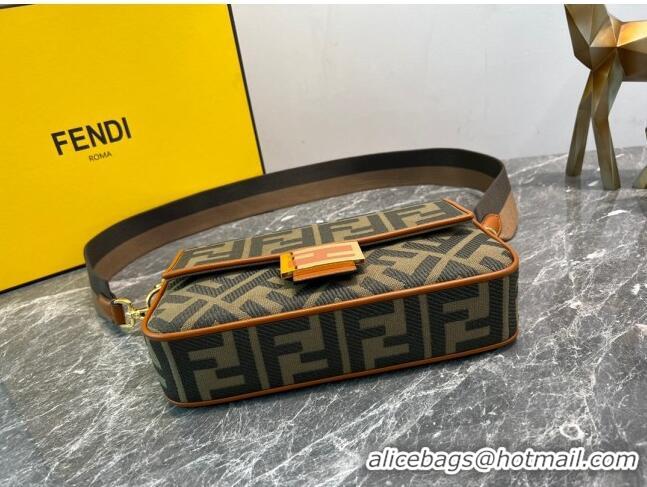 Top Quality Fendi Baguette Medium Bag in Canvas bag with FF embroidery 8600 Green 2023