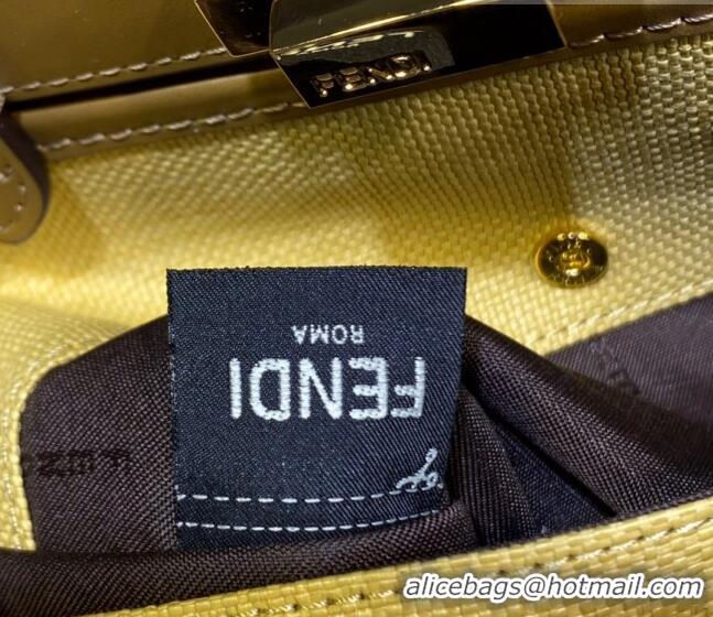 Top Quality Fendi Peekaboo X-Tote Canvas Shopper Bag with FF embroidery F15046 Yellow/Brown 2023