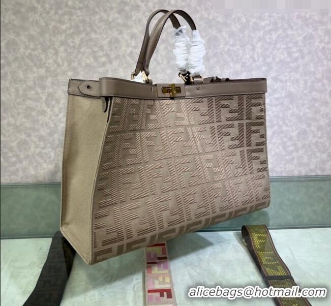 Famous Brand Fendi Peekaboo X-Tote Canvas Shopper Bag with FF embroidery F15046 Grey 2023