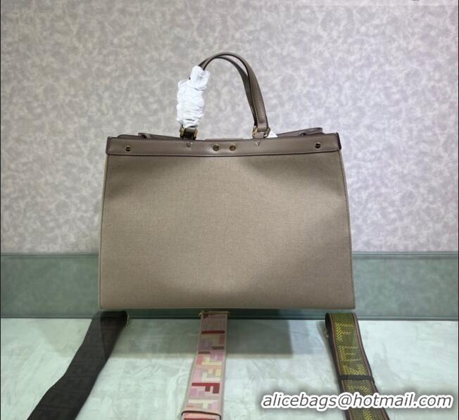 Famous Brand Fendi Peekaboo X-Tote Canvas Shopper Bag with FF embroidery F15046 Grey 2023