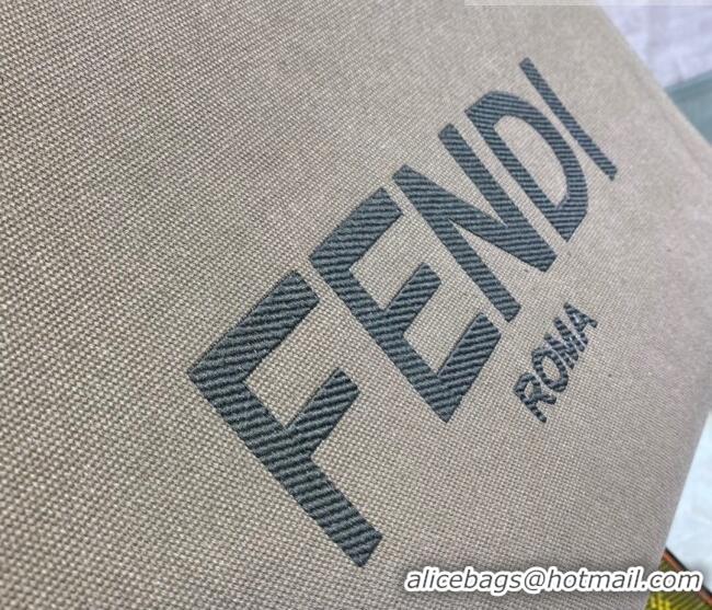 Most Popular Fendi Peekaboo X-Tote Canvas Shopper Bag with FENDI Logo F15046 Green/Brown 2023