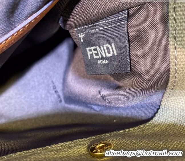 Most Popular Fendi Peekaboo X-Tote Canvas Shopper Bag with FENDI Logo F15046 Green/Brown 2023