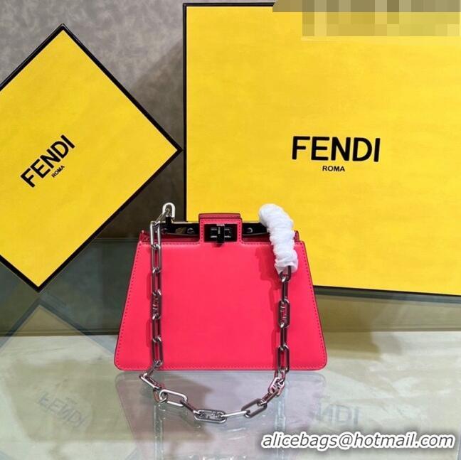 Discount Fendi Peekaboo Cut Petite Mini Bag in Glossy Leather F5054 Pink 2023