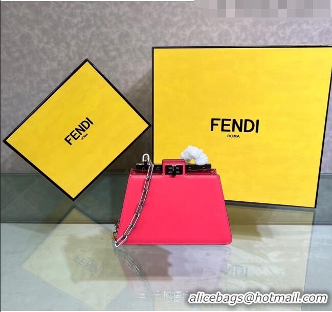 Discount Fendi Peekaboo Cut Petite Mini Bag in Glossy Leather F5054 Pink 2023